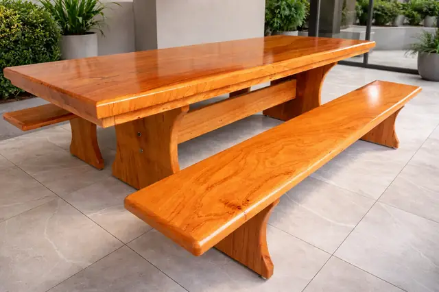Mesa rústica de Angelim 2,00 m com 2 bancos