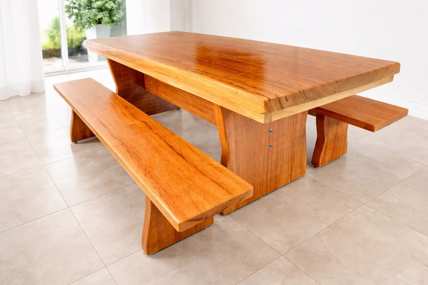 Mesa rústica de Angelim 2,50 m com 2 bancos, foto 11