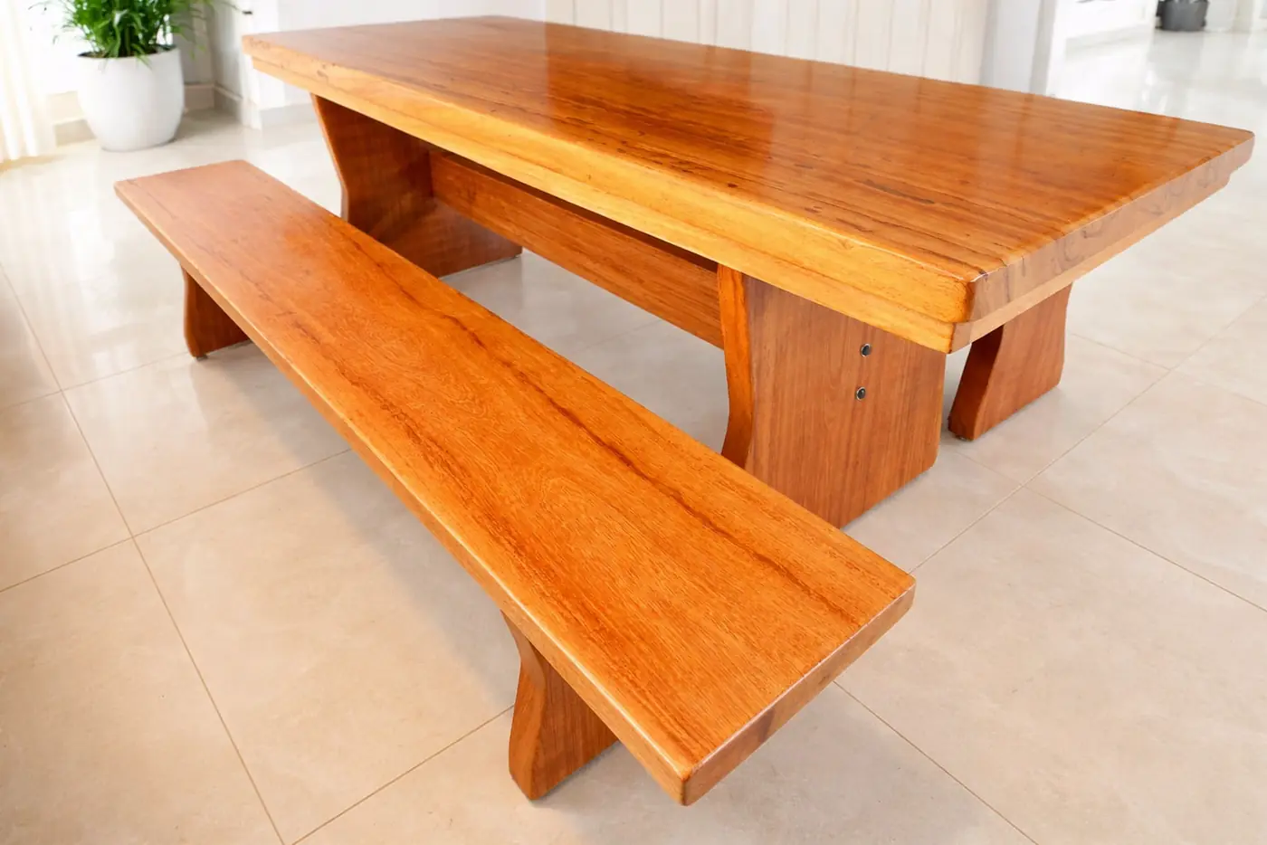 Mesa rústica de Angelim 2,50 m com 2 bancos, foto 3