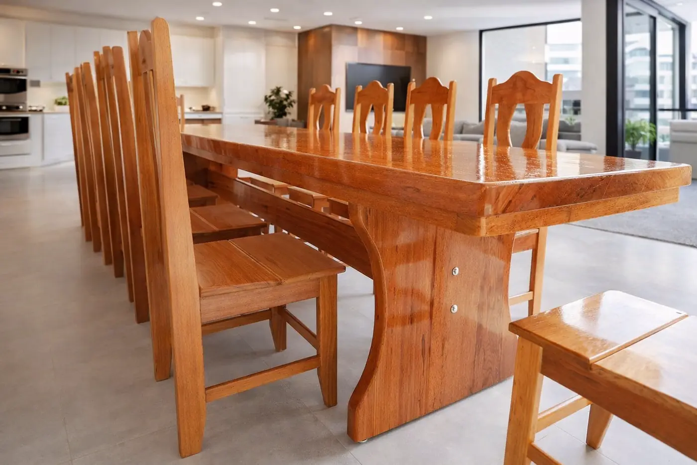 Mesa rústica para churrasco de Angelim 3,00 m com 10 cadeiras, foto 3