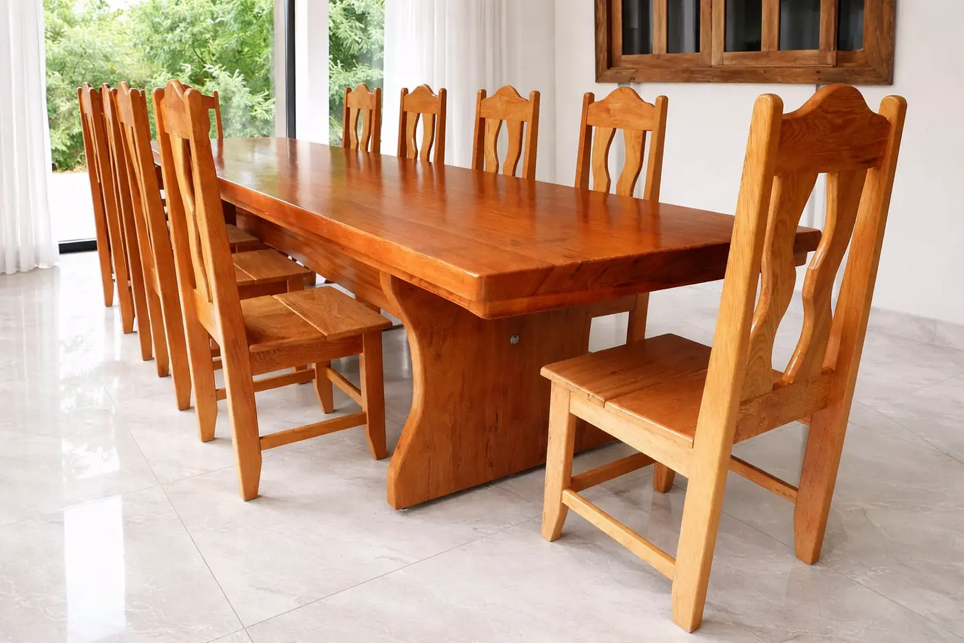 Mesa rústica para churrasco de Angelim 3,00 m com 10 cadeiras, foto 6