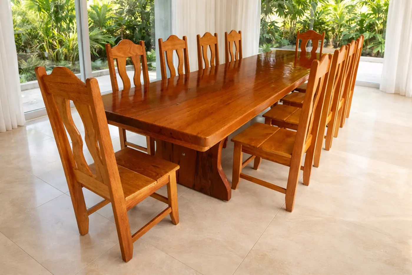 Mesa rústica para churrasco de Angelim 3,00 m com 10 cadeiras, foto 7