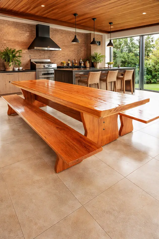 Mesa rústica de Angelim 3,50 m com 2 bancos