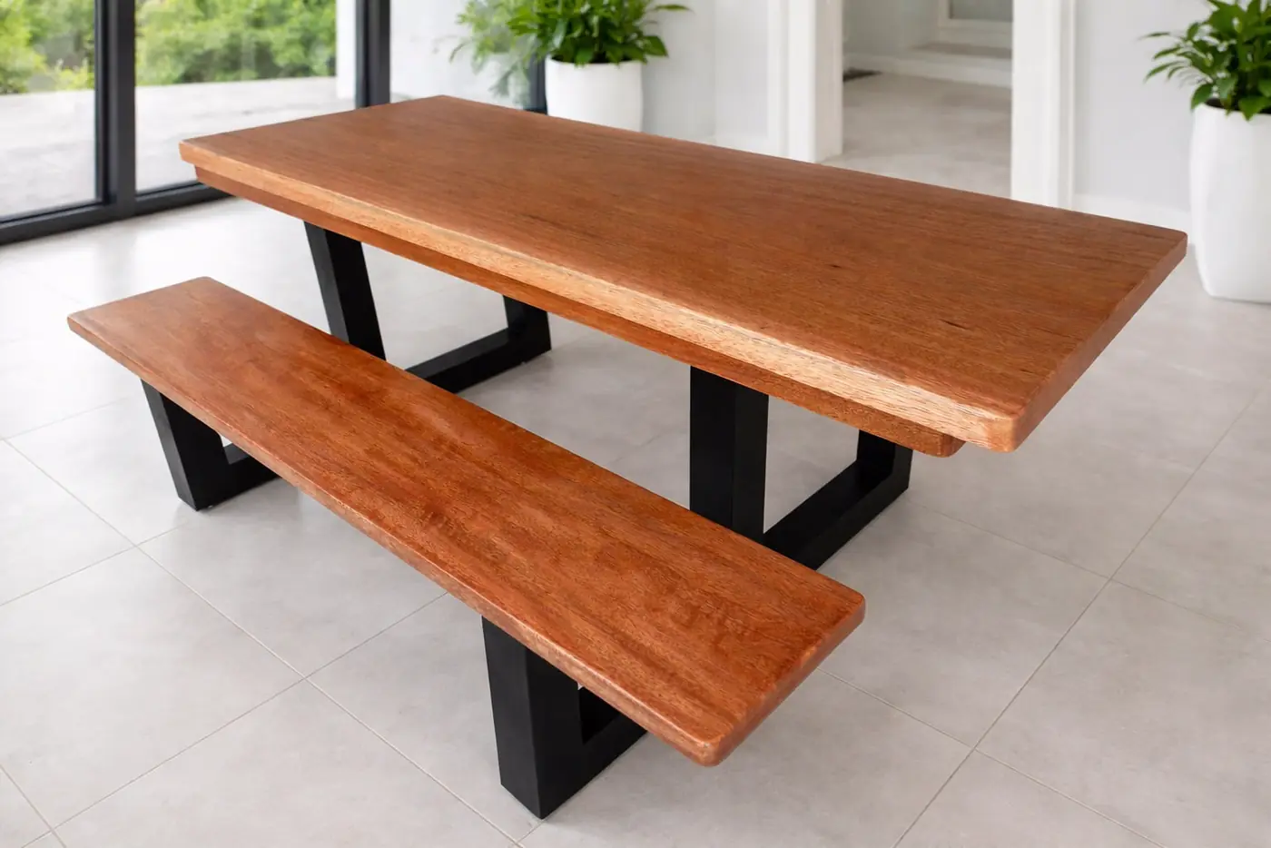 Mesa rústica de Cedro Mara 2,20 m com 1 banco, foto 3