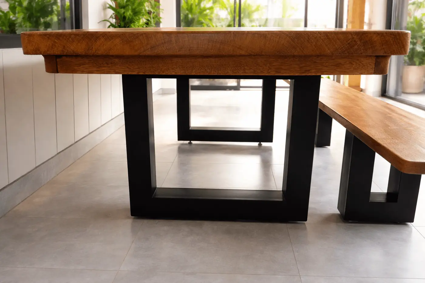 Mesa rústica de Cedro Mara 2,20 m com 1 banco, foto 4