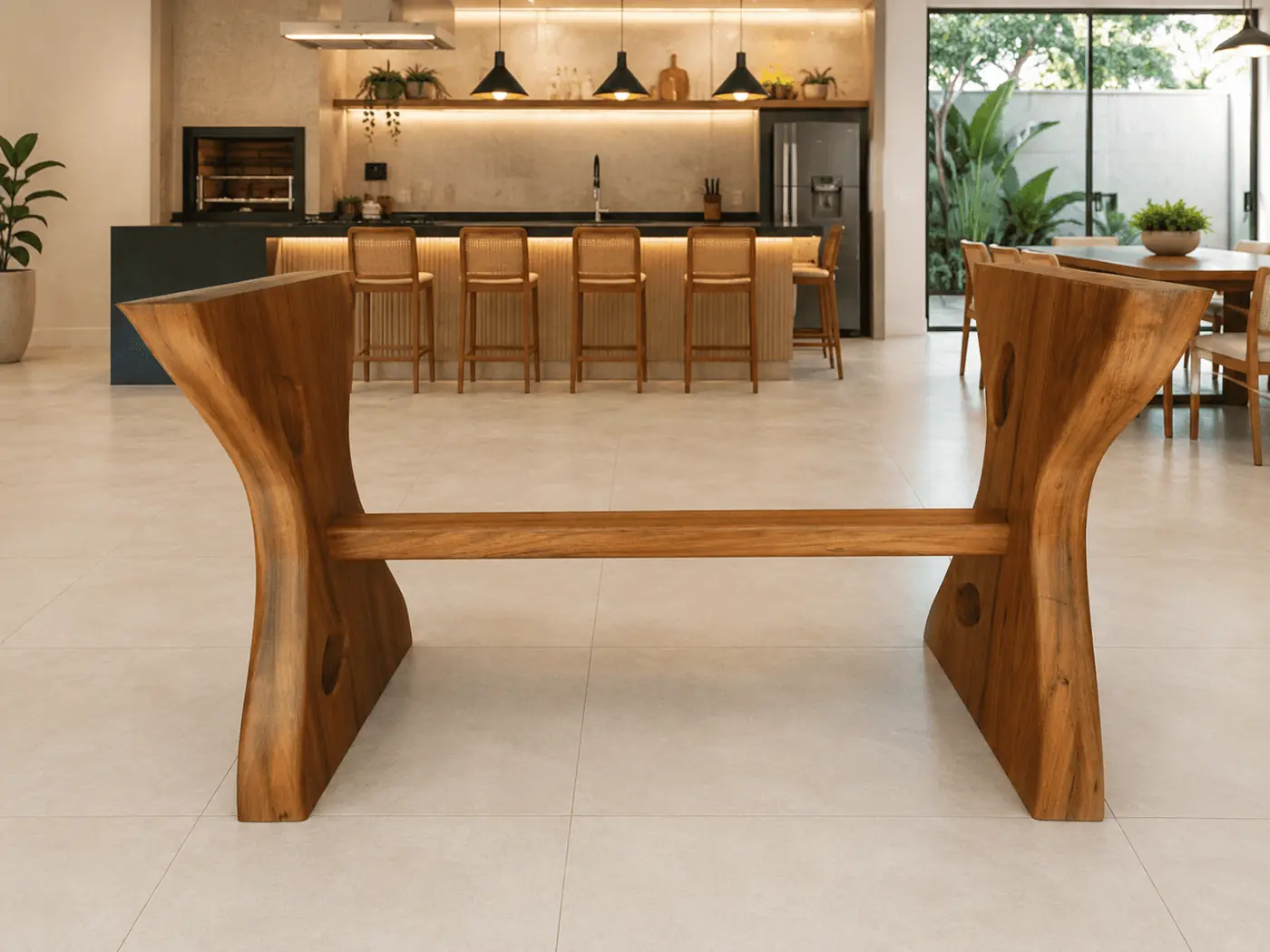 Par de pés de mesa exclusivos em Freijó, foto 5