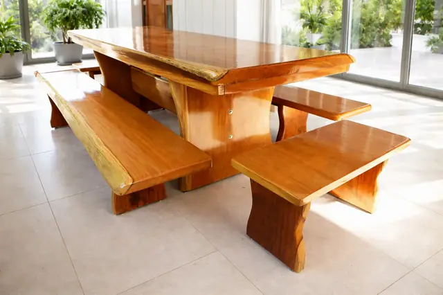 Mesa rústica de Garapeira 2,50 m com 4 bancos