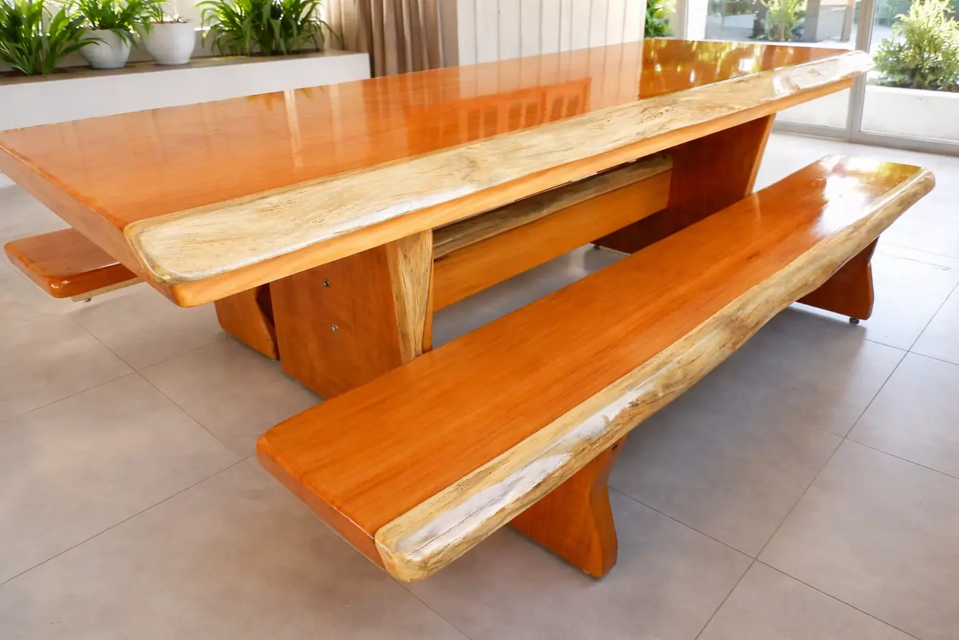 Mesa rústica de Garapeira 2,50 m com 2 bancos, foto 4