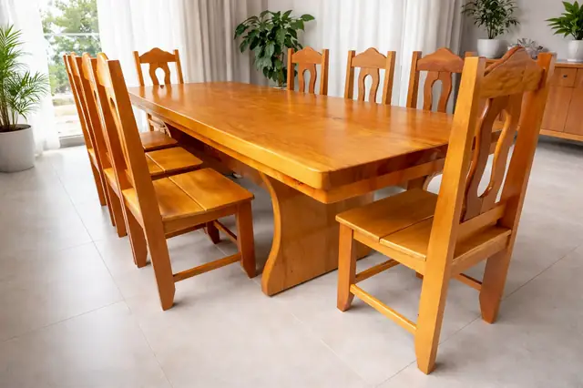 Mesa rústica de Garapeira 2,80 m com 8 cadeiras