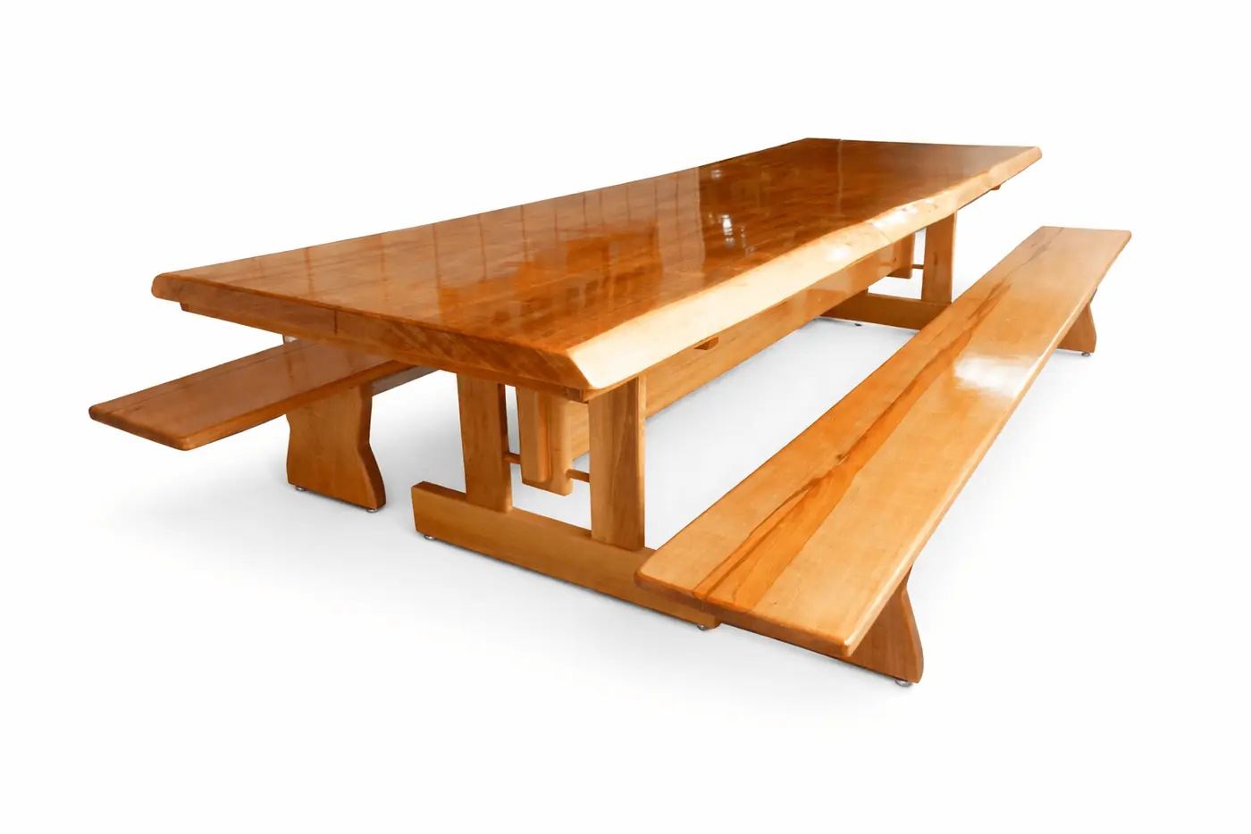 Mesa rústica de Jequitibá 3,50 m com 2 bancos, foto 4