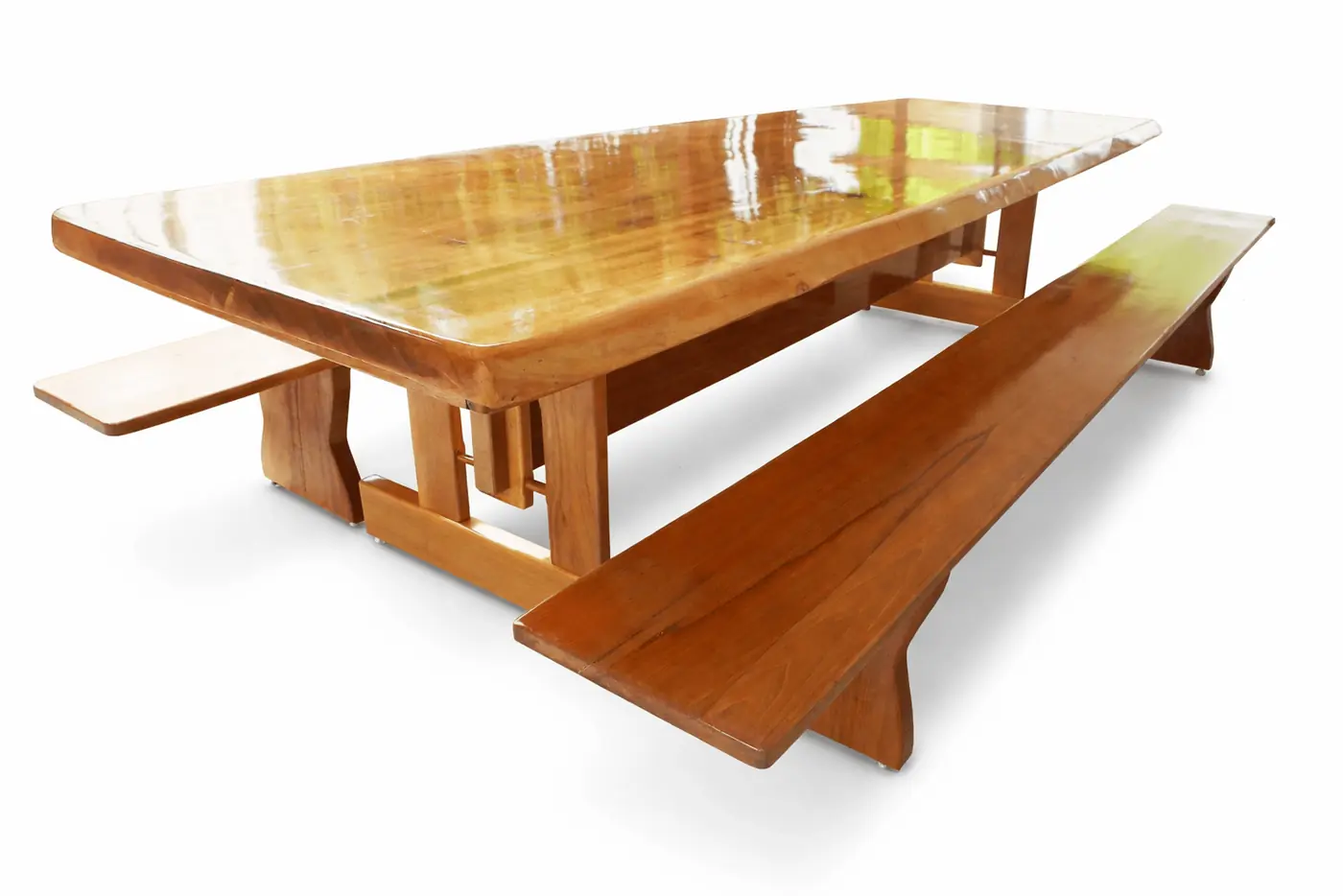 Mesa rústica de Jequitibá 3,50 m com 2 bancos, foto 7