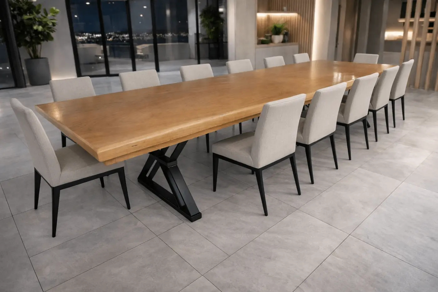 Mesa de reunião de Jequitibá 4,00 m com pés de ferro, foto 3