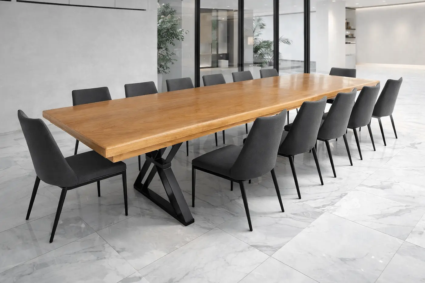 Mesa de reunião de Jequitibá 4,00 m com pés de ferro, foto 5