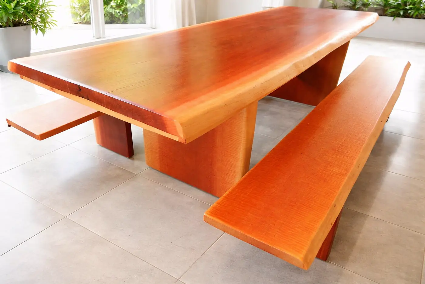 Mesa rústica de Maçaranduba 2,40 m com 2 bancos, foto 3