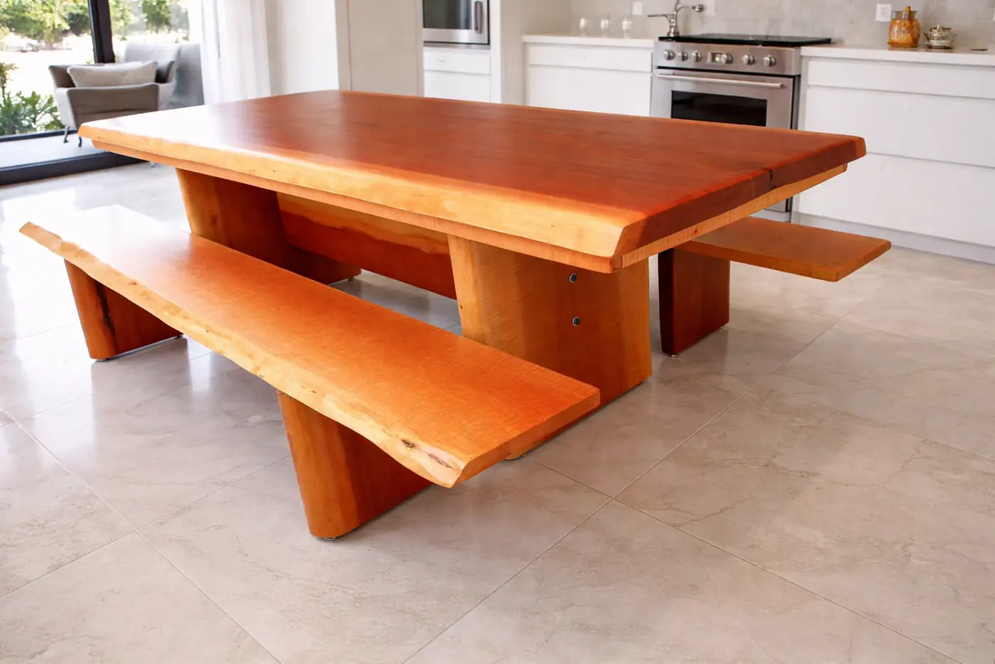 Mesa rústica de Maçaranduba 2,40 m com 2 bancos, foto 8