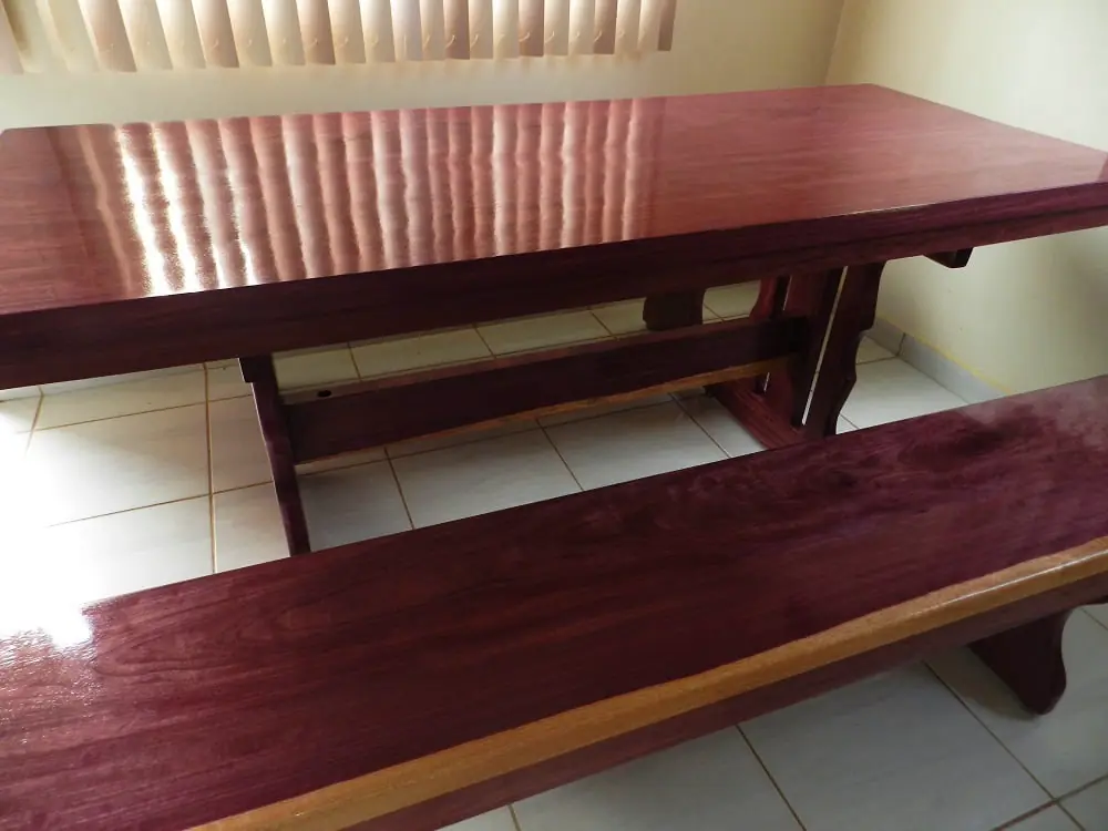 Mesa rústica de Roxinho 2,00 m com 2 bancos, foto 5
