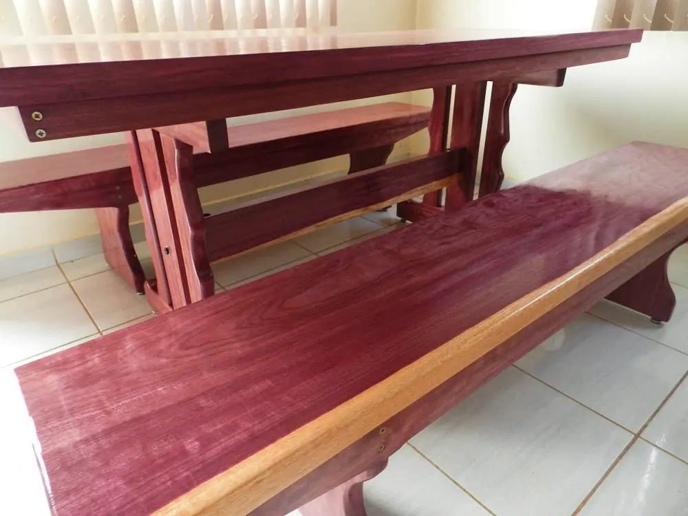 Mesa rústica de Roxinho 2,00 m com 2 bancos, foto 6