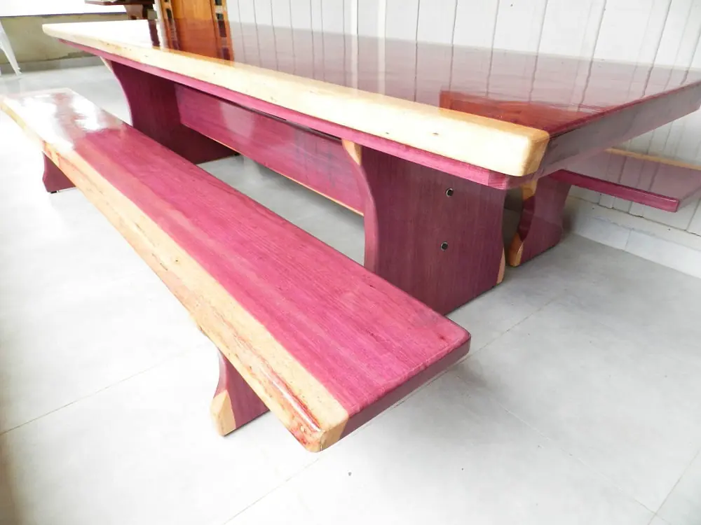 Mesa rústica de Roxinho 3,50 m com 2 bancos, foto 2