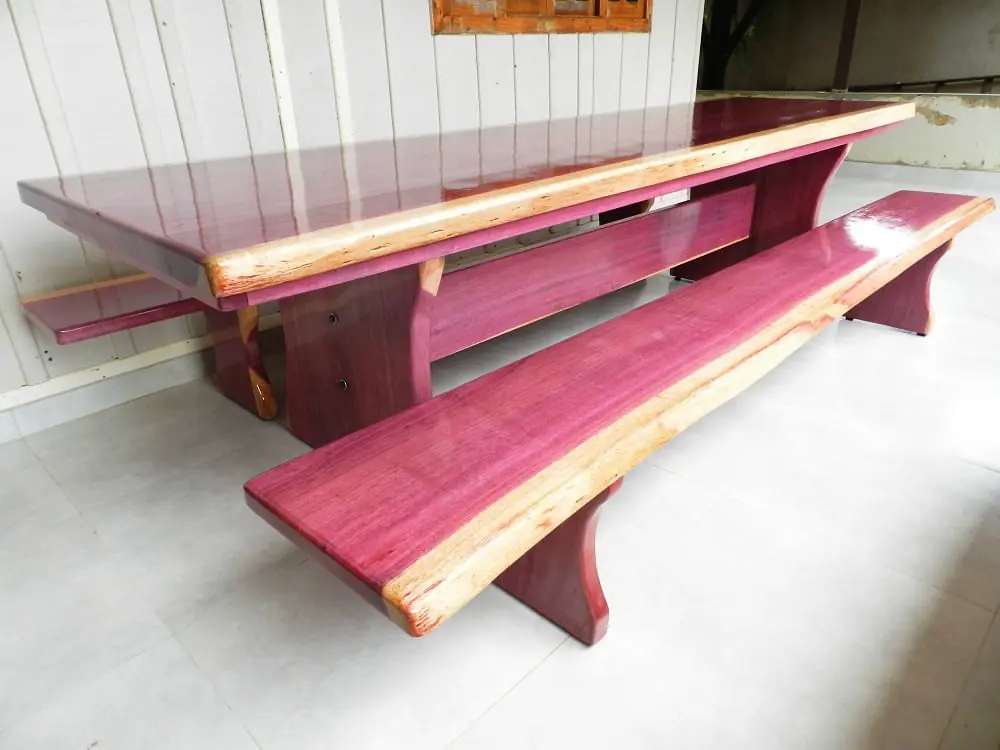 Mesa rústica de Roxinho 3,50 m com 2 bancos, foto 3