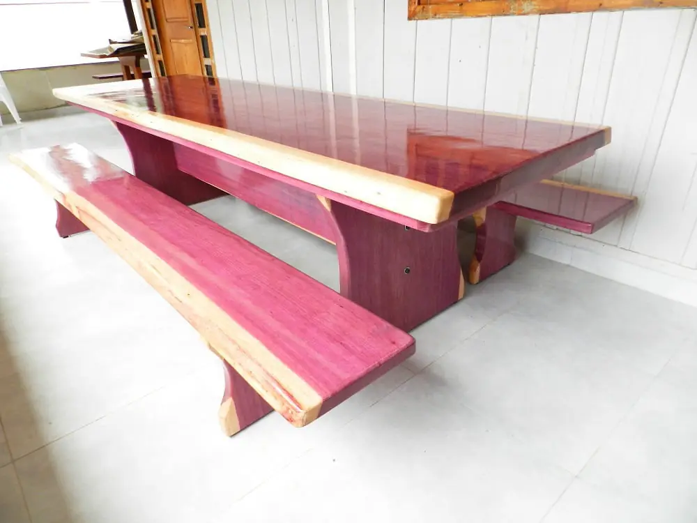 Mesa rústica de Roxinho 3,50 m com 2 bancos, foto 4