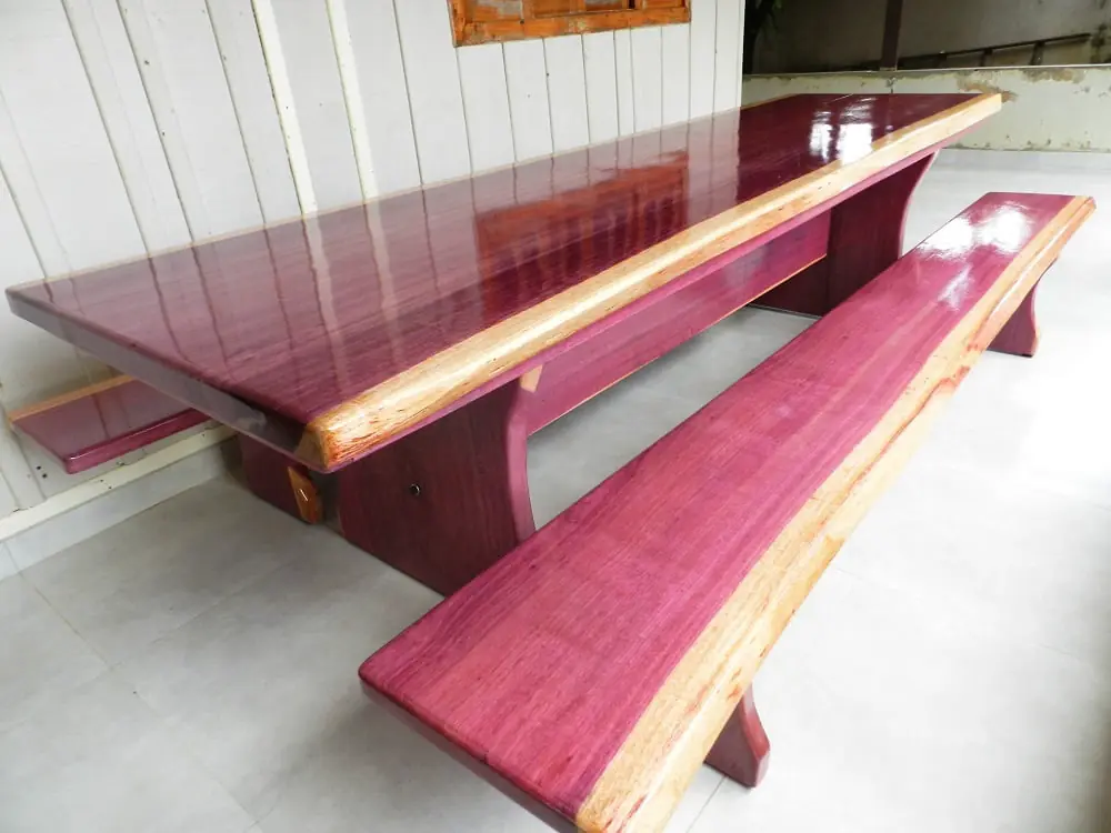 Mesa rústica de Roxinho 3,50 m com 2 bancos, foto 6