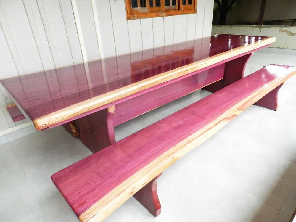 Mesa rústica de Roxinho 3,50 m com 2 bancos, foto 8