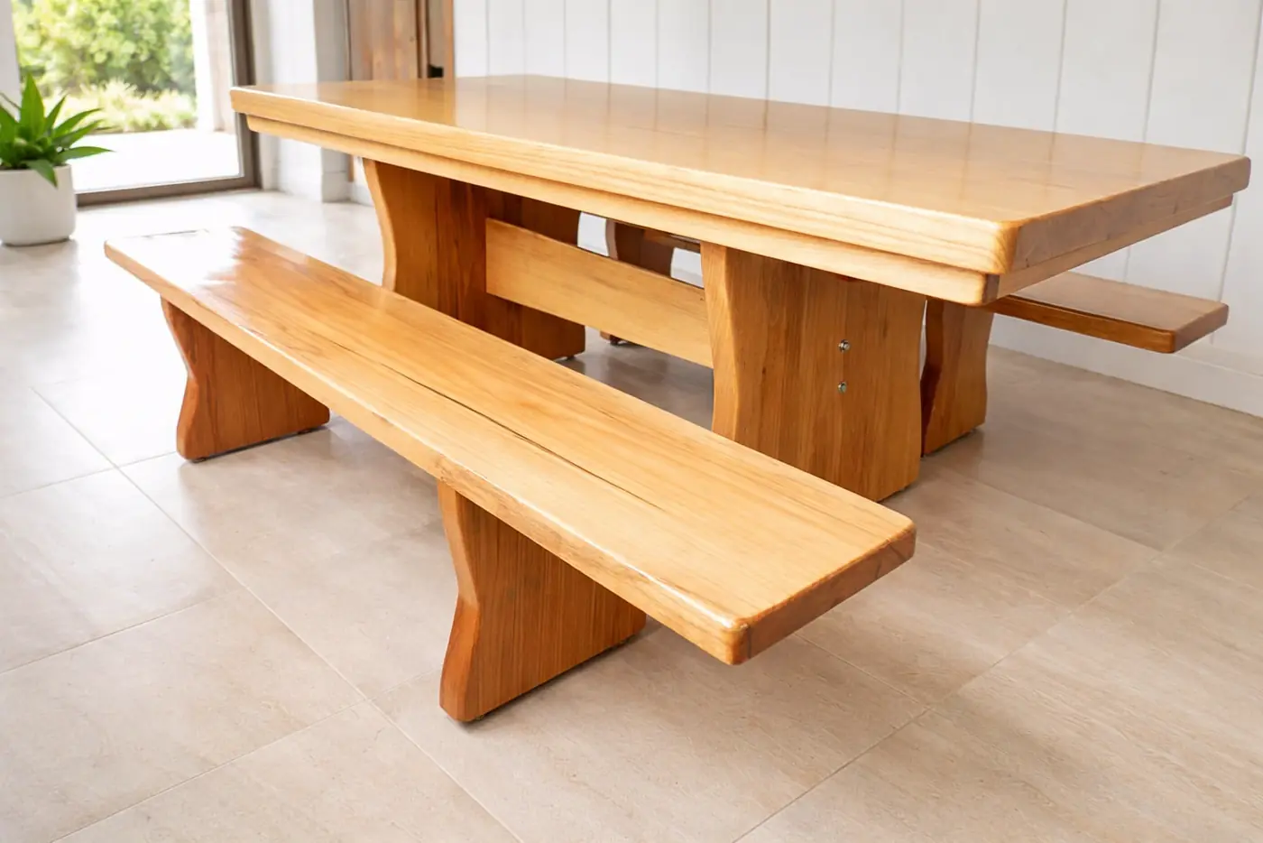 Mesa rústica de Tauari 2,20 m com 2 bancos, foto 4