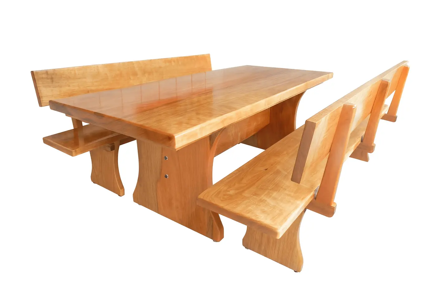 Mesa de jantar rústica de Tauari 2,50 m com 2 bancos com encosto, foto 3