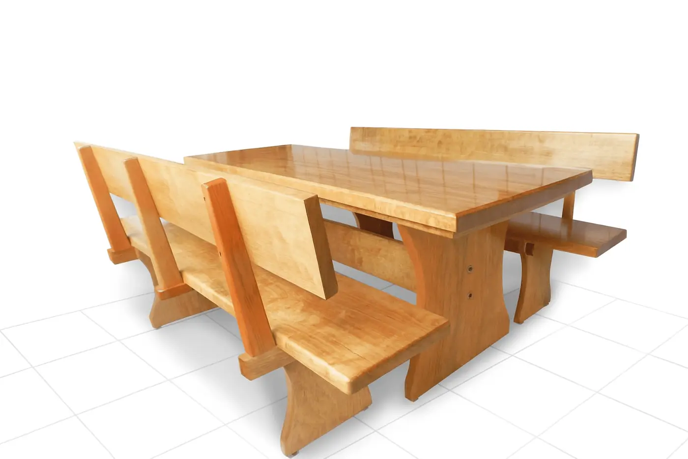 Mesa de jantar rústica de Tauari 2,50 m com 2 bancos com encosto, foto 4