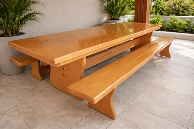 Mesa rústica de Tauari 3,00 m com 2 bancos