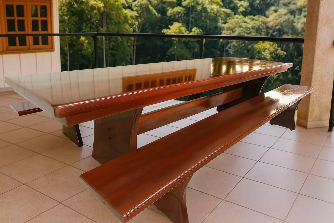 Mesa rústica de Tauari 3,00 m com 2 bancos, foto 8