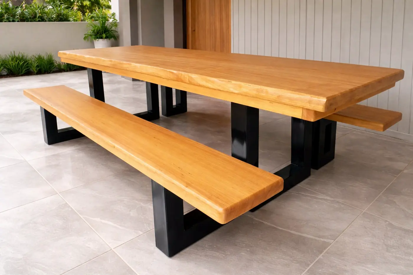 Mesa rústica de Tauari 3,00 m com 2 bancos, foto 2